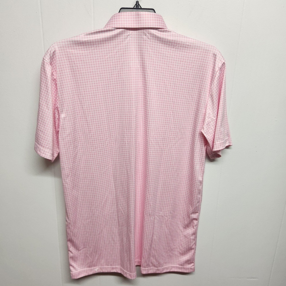 Collars & Co. Polo Shirt Mens Large Pink Dress Collar Gingham Golf Polyester - Picture 5 of 9